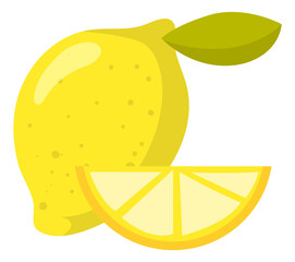 Poster - Juicy lemon. Whole fruit with fresh citrus slice