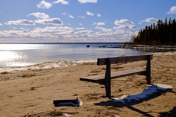 Wall Mural - winter beach with snow