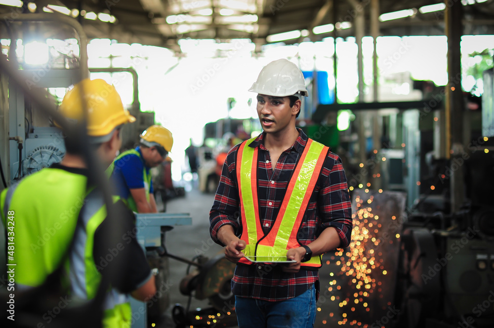Professional engineering male and technician Machine operator control ...