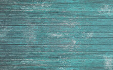 Texture Of Old Turquoise Color Wooden Boards , High-quality Detailing