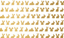 Golden Easter Bunny Pattern- Vector Illustration