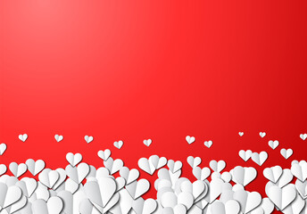 Wall Mural - Paper hearts background for Valentine's Day greeting card design.