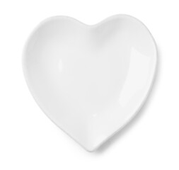 Wall Mural - Beautiful heart shaped plate on white background