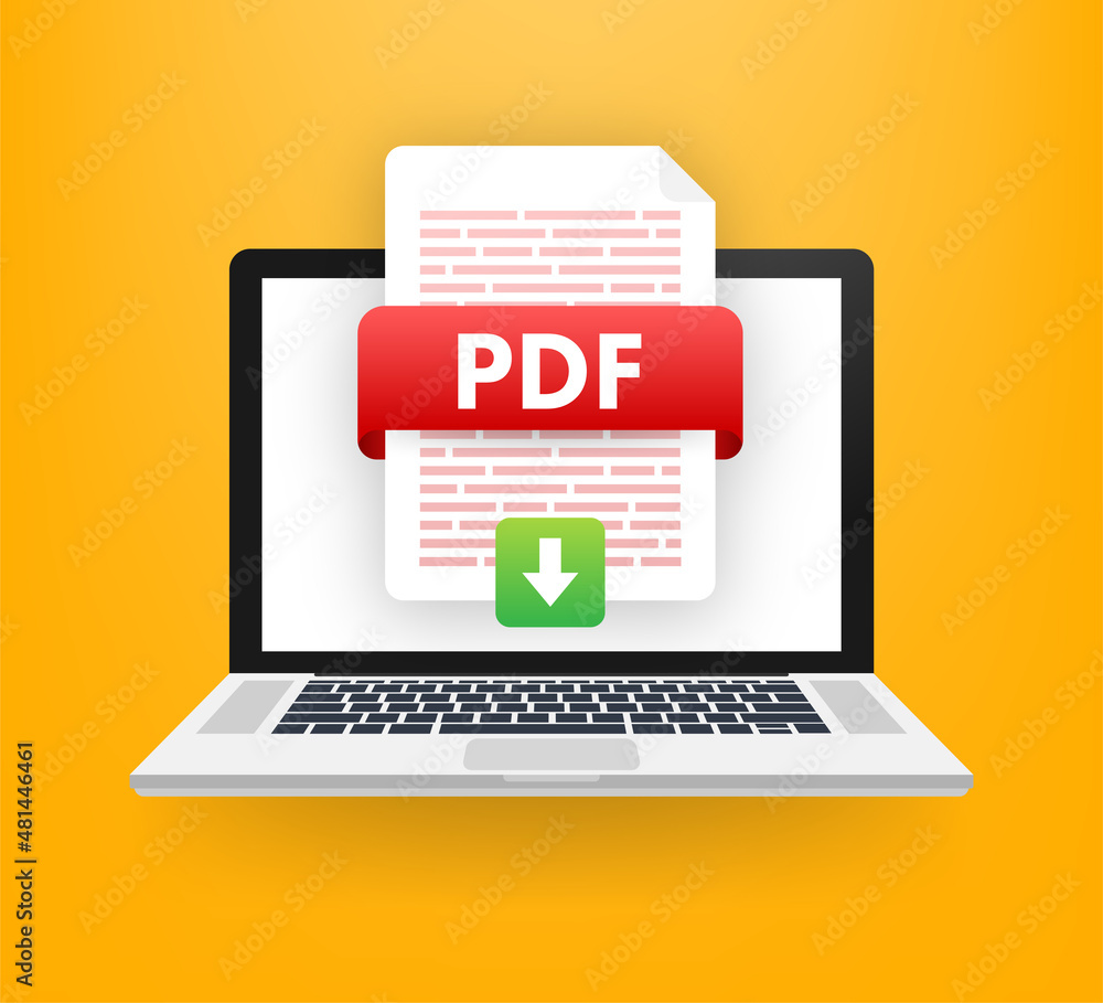 Download PDF button. Downloading document concept. File with PDF label ...