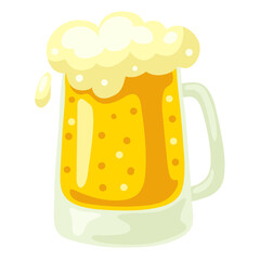 Wall Mural - Glass mug with light beer and froth. Illustration for Oktoberfest.