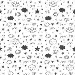 Wall Mural - Clouds sky kids seamless pattern