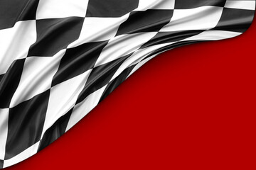 Wall Mural - Checkered flag on red