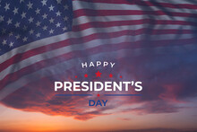 Presidents Day Card With US Flag In Sky