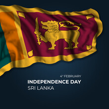 Sri Lanka Independence Day Greetings Card With Flag