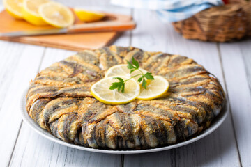 Wall Mural - Anchovy pilaf(hamsi pilav), Turkish cuisine, Black Sea specialty (Turkish name; hamsili pilav)