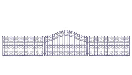 Grey steel fence. vector illustration