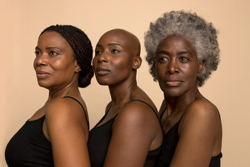 Wall Mural - Studio portrait of three women in black tops