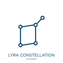 Lyra Constellation Icon From Astronomy Collection. Thin Linear Lyra Constellation, Constellation, Space Outline Icon Isolated On White Background. Line Vector Lyra Constellation Sign, Symbol For Web