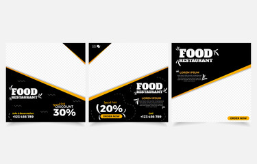 food restaurant promo social media set banner template