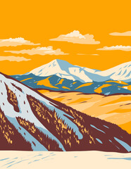 Wall Mural - WPA poster art of keystone ski resort in Colorado  done in works project administration or federal art project style.