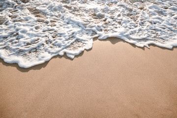 beach shore wave close up background with copy space