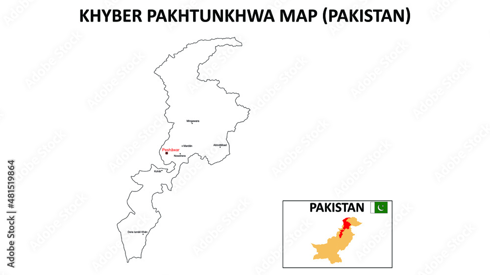 Kp Map Khyber Pakhtunkhwa map. Political map with city names of Khyber ...