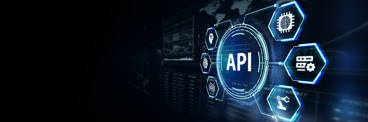API - Application Programming Interface. Software development tool. Business, modern technology, internet and networking concept.3d illustration