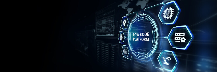 Low Code software development platform technology concept.3d illustration