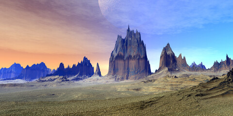 Wall Mural - alien planet. mountain. 3d rendering