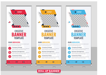 Wall Mural - Creative business agency roll up banner design or roll Up Banner Template Layout