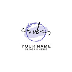 Sticker - Initial VB beauty monogram and elegant logo design  handwriting logo of initial signature