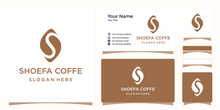 Coffee Design Logo Template Collaborate With Letter S And Business Card Design