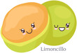 Cute limoncillo sticker kawaii icon vector. Adorable cute charming tropical fruit with positive emotions, event or very pleasant situation japanese culture symbol anime, innocence and childishness