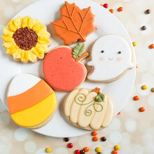 A Lovely Platter Of Halloween Themed Sugar Cookies