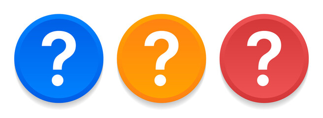 Sticker - Question mark icon round button in colorful design.