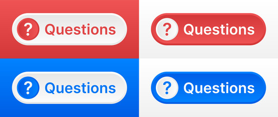 Poster - Question web button with question mark icon design.