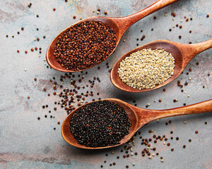 Wall Mural - Red, black and white quinoa seeds