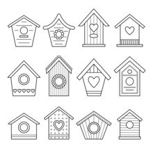 Birdhouses Icons Set.
