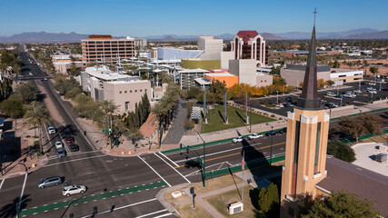 Wall Mural - Daytime aerial skyline view of downtown Mesa, Arizona, USA.