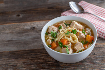 Wall Mural - Bowl with chicken soup