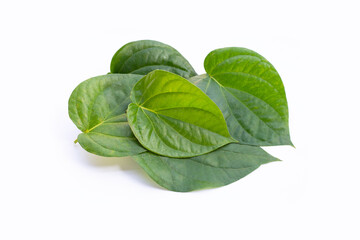 Green betel leaves, Fresh piper betle on white background