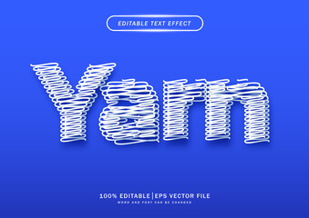 Yarn text effect with isolated background. with yarn and blue background editable text. 