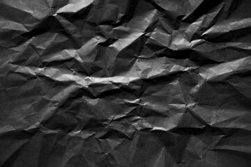 Wall Mural - Abstract black crumpled paper texture background.