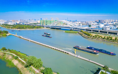 Wall Mural - City environment of Precious Belt Bridge and Xianggang Bridge in Suzhou, Jiangsu province