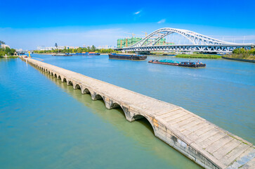 Wall Mural - City environment of Precious Belt Bridge and Xianggang Bridge in Suzhou, Jiangsu province