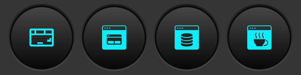 Set Keyboard, Search engine, Server, Data, Web Hosting and Software icon. Vector