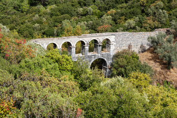 Wall Mural - Ruins of ancient Pollio aqueduct bringe in Izmir Province. Turkey