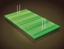 3D Rugby Pitch (dark Background)