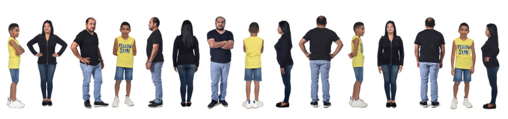 Wall Mural - various poses of the same family on white background