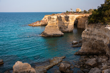 Beautiful rocky sea coast in Italy with clear water