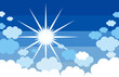 Clouds on blue sky atmosphere and sun ray vector.illustration.