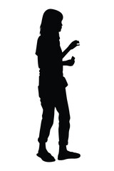 Wall Mural - Young woman silhouette vector on white background