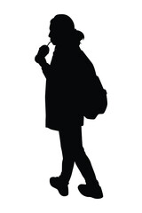 Wall Mural - Young woman silhouette vector on white background