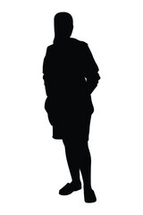 Wall Mural - Young woman silhouette vector on white background