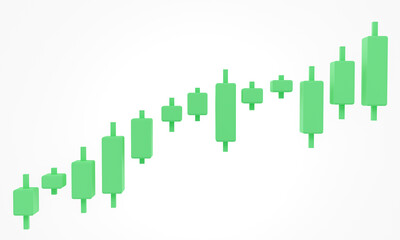 Canvas Print - 3D Bullish Candlestick graph chart of stock, Minimal concept trading cryptocurrency, Market investment trading, exchange, rendering, candle, stick, trade, simple, isometric, financial, index, forex.